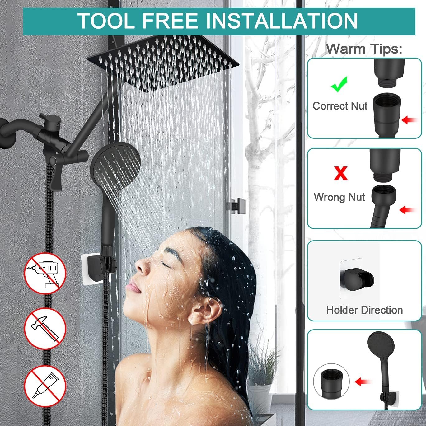 Ducha de baño tipo spa negra mate